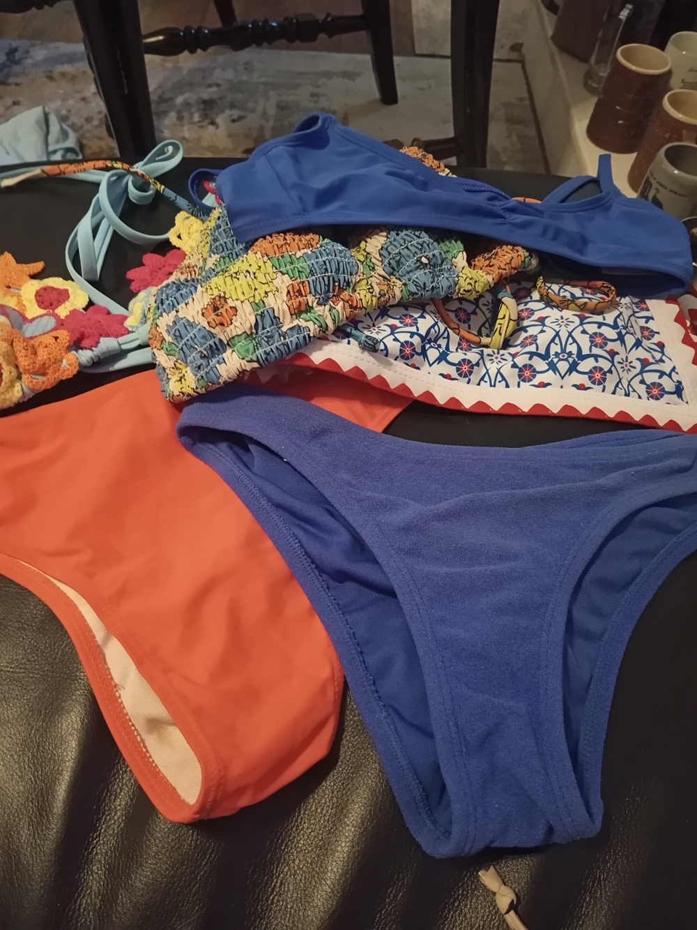 Target Women's Blue and Orange Bikini Bottoms - Solid Swim Briefs